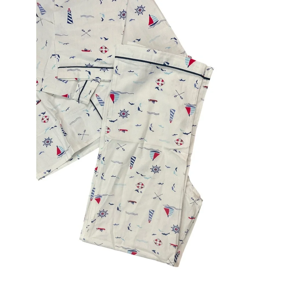 Petite Plume Kids Sail Away Pajama Set White Nautical Sailboat SPJSA112 Size 12